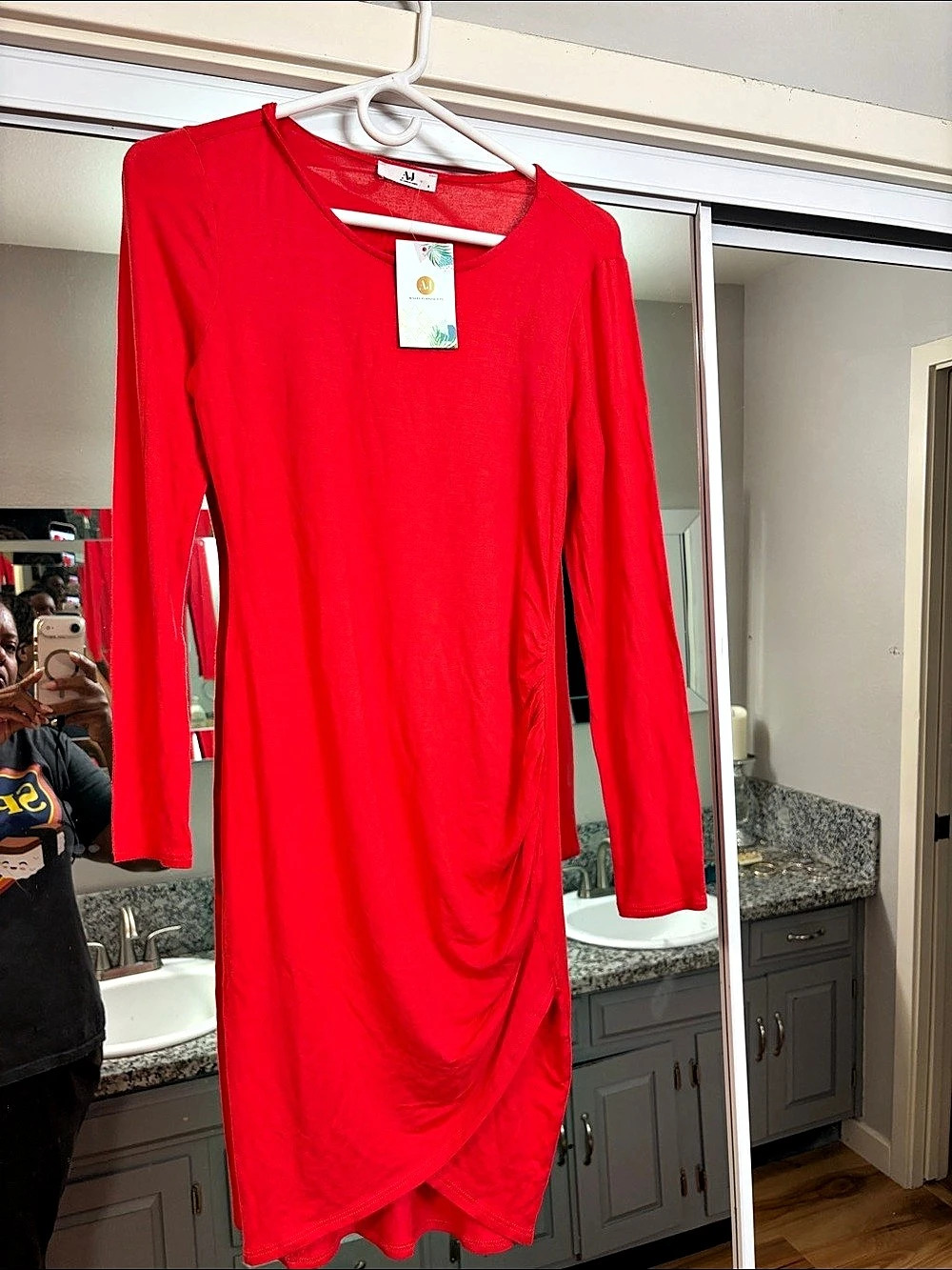 AJ Red Ruched Maxi Dress Size Small NWT
